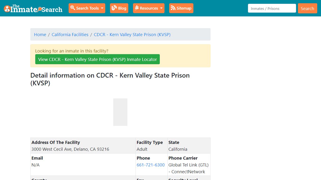 Kern Valley State Prison (KVSP) - The Inmate Search